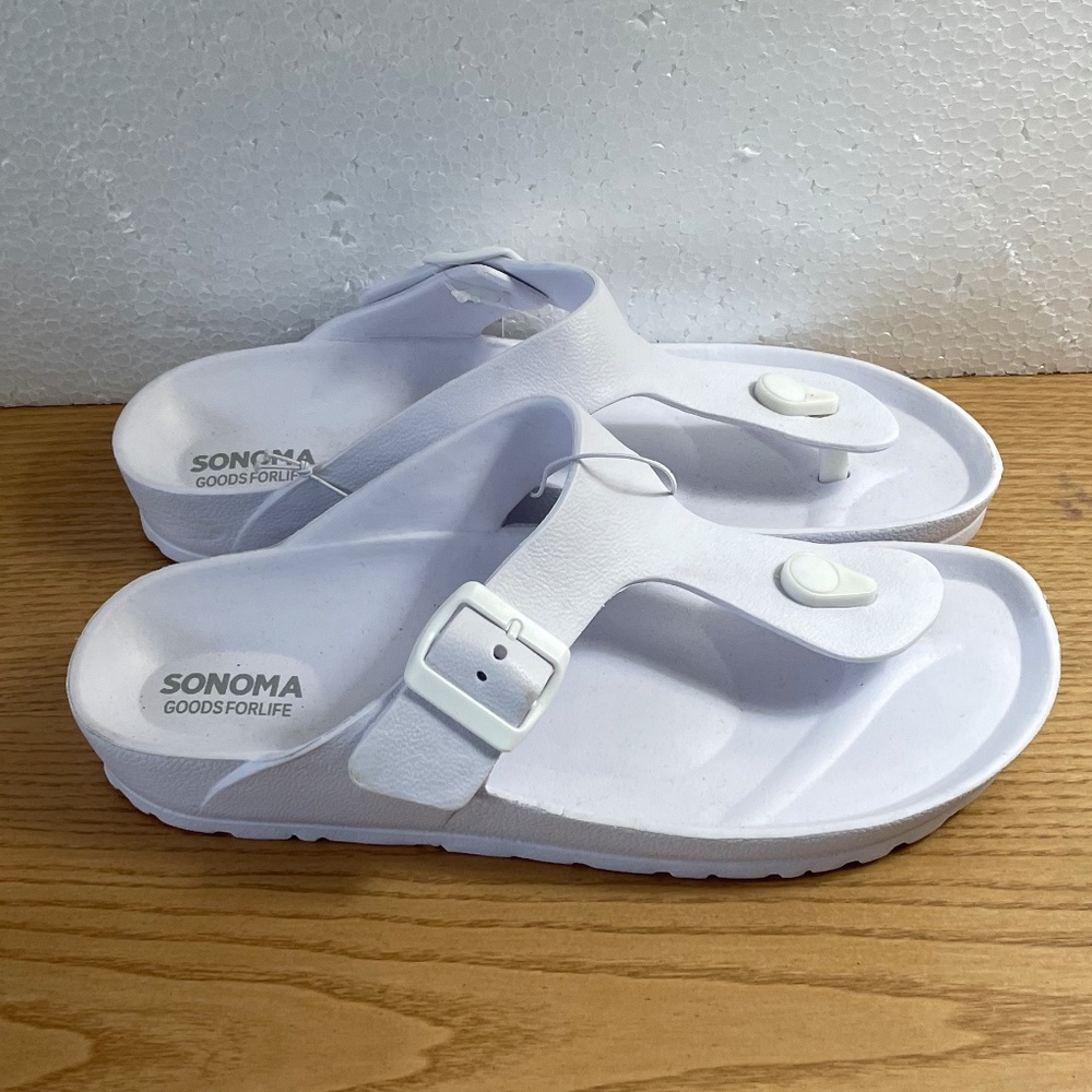 Sonoma Goods For Life Sandal Braylee Women's Sz Med 7/8 Thong Slip On White NWT - Picture 4 of 10